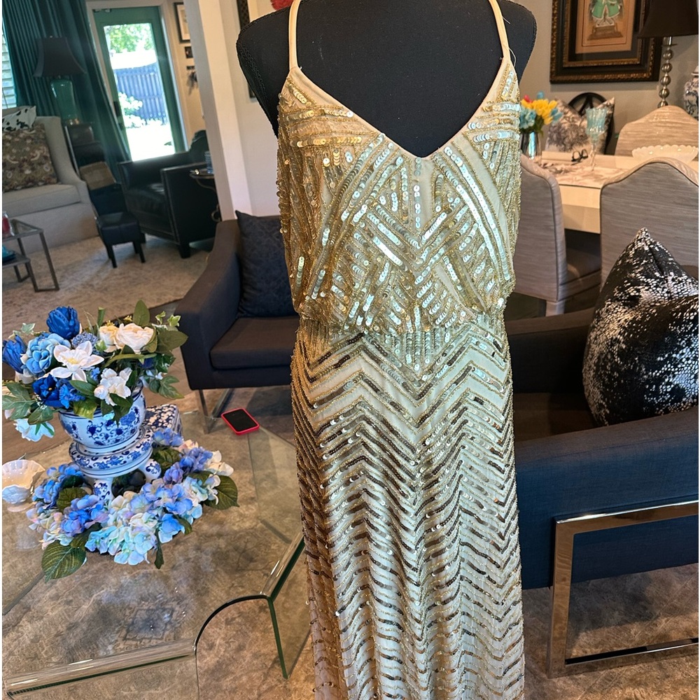 gold sequins evening dress